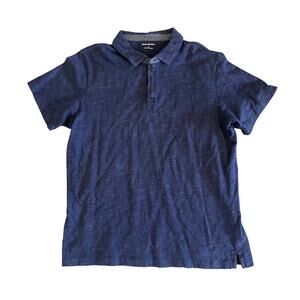 Banana Republic Men's Navy Blue Heathered Short Sleeve Polo Shirt - L